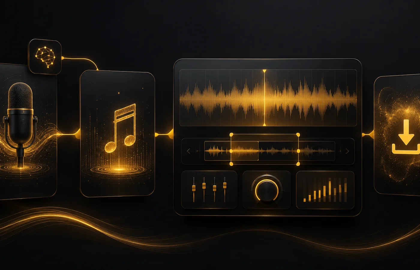 Workflow from AI audio generation to editing and download